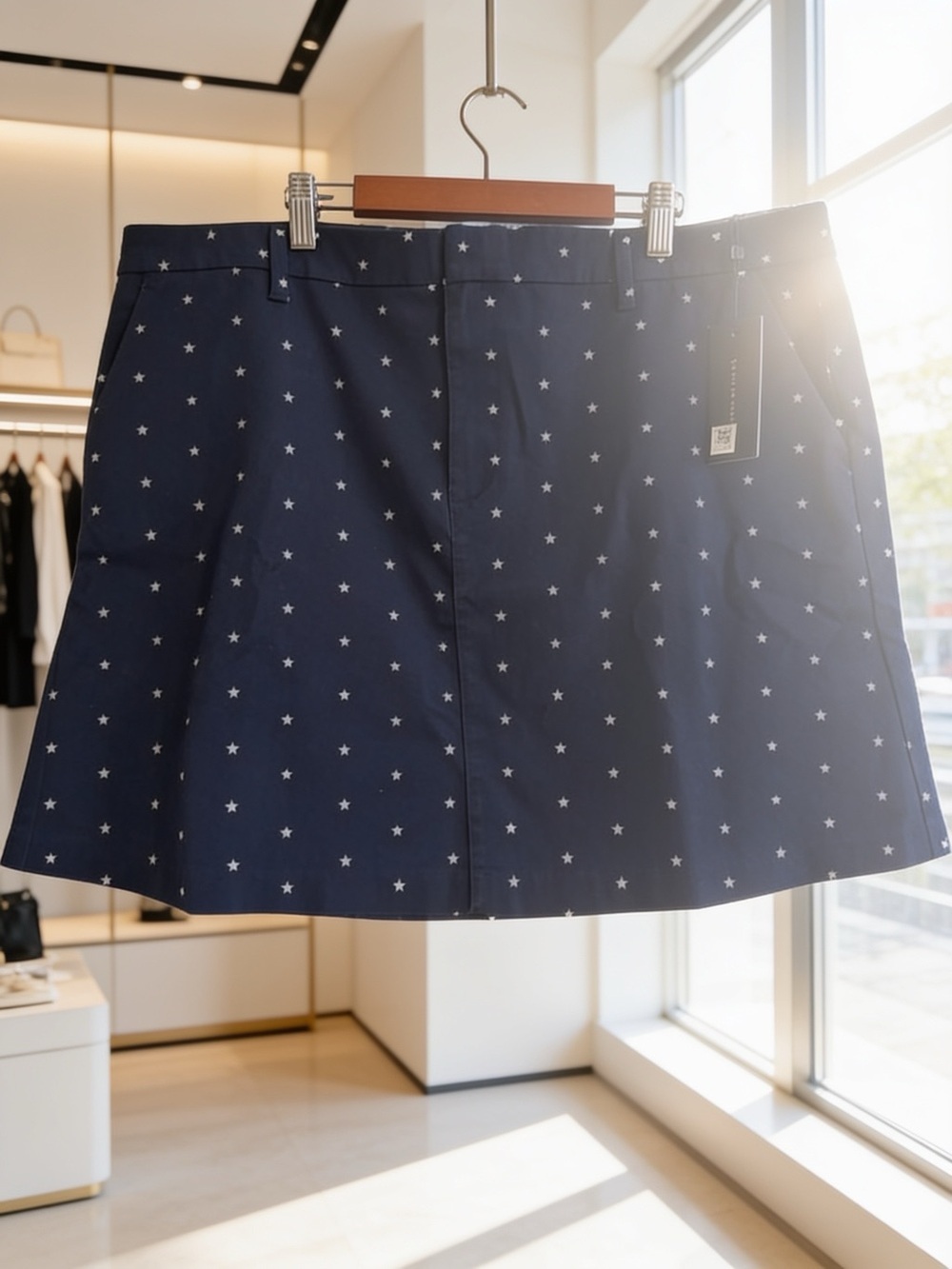 Tommy Hilfiger NWT Navy & tiny White Stars Mini Skirt,pockets Fourth of July 🇺